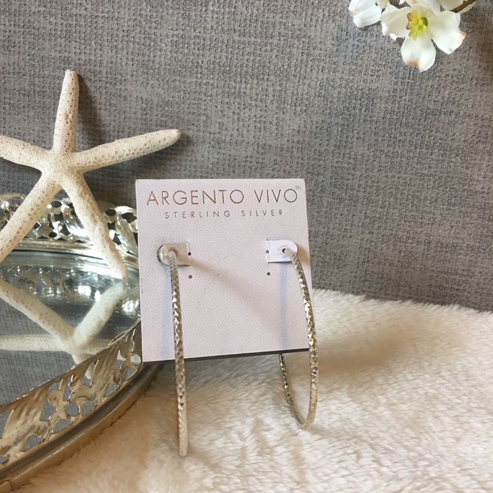Argento Vivo Sterling Silver Textured Hoop Earrings